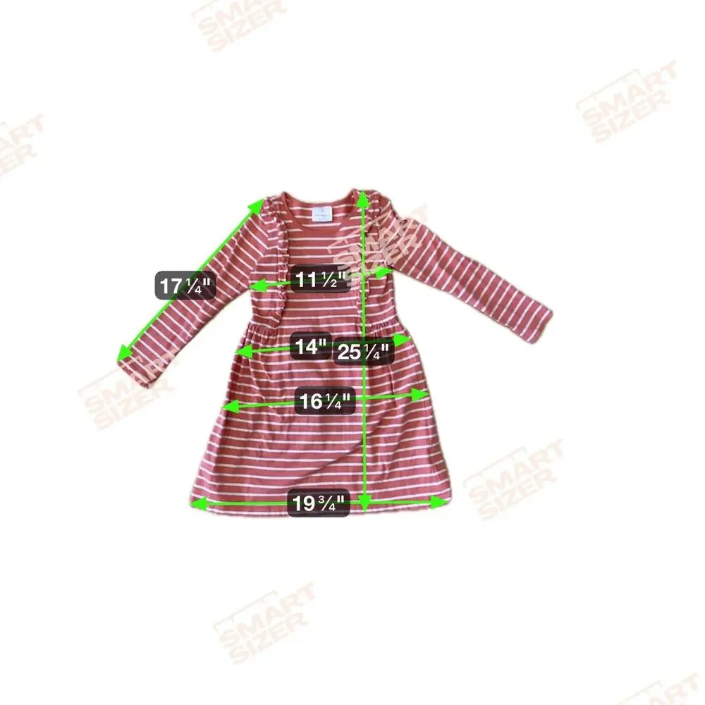 Hanna Andersson Pink White Striped‎ Dress Size 120 6-7 100% Cotton Beach Ruffles